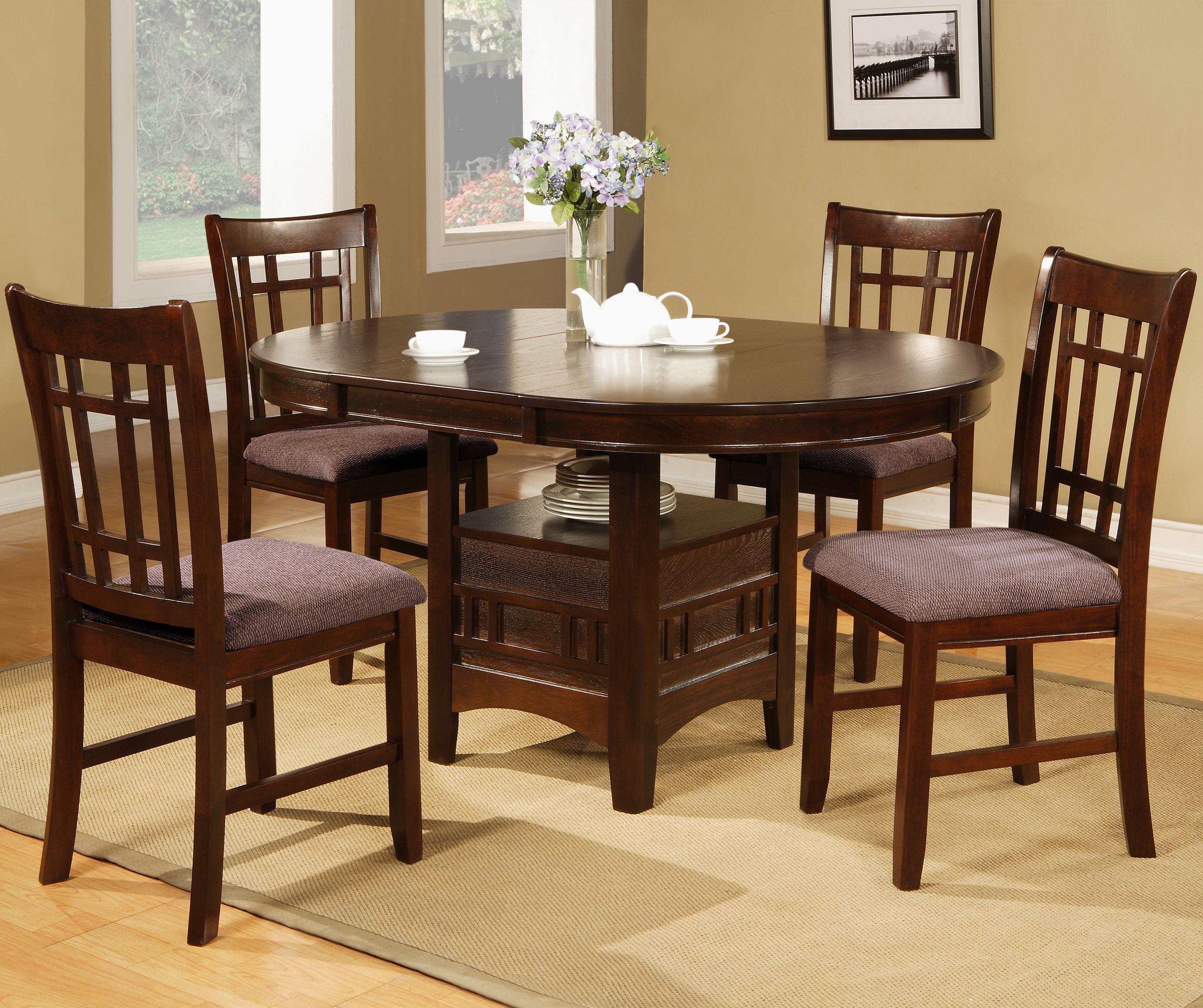 5 Piece Dining Table with 18" Leaf & Chair Set Empire by Crown Mark